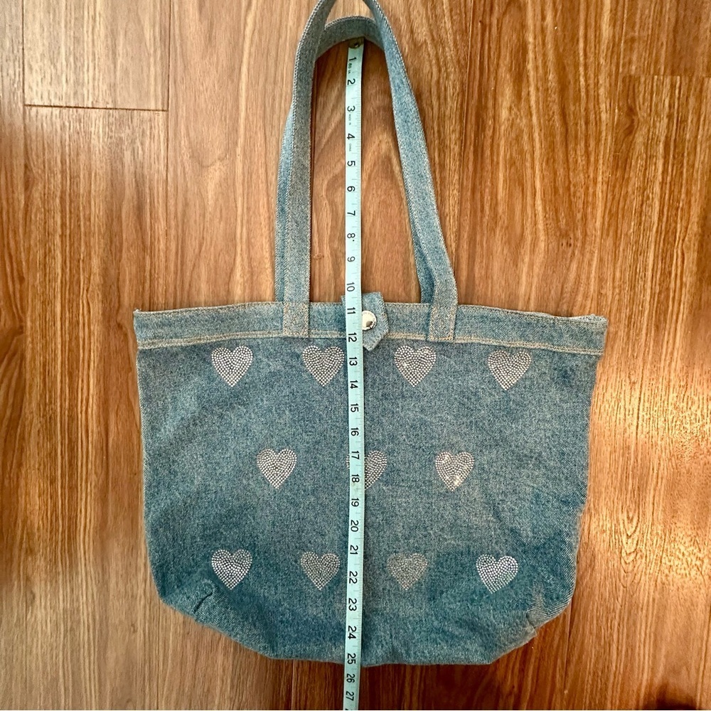 DG2 by Diane Gilman Denim Crystal Heart DenimTote Bag - Picture 9 of 9